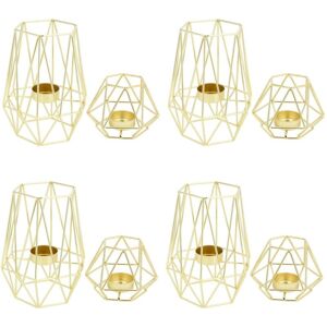 Tlily - 8x Geometric Metal Tealight Holders with Tea Lights for Living Room and Hall Decorations Tlily - 8x Geometric Metal Tealight Holders with Tea Lights for Living Room and Hall Decorations