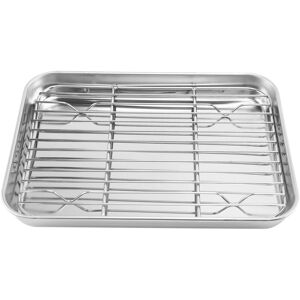 TLILY 9 Inch Toaster Oven Tray and Rack Set, Small Stainless Steel Baking Pan with Cooling Rack,Dishwasher Safe Sheet TLILY 9 Inch Toaster Oven Tray and Rack Set, Small Stainless Steel Baking Pan with Cooling Rack,Dishwasher Safe Sheet