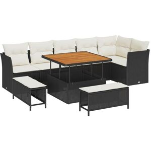 Garden Sofa Set 9 pcs Black and cream 100 x 100 x 71 cm Vidaxl Garden Sofa Set 9 pcs Black and cream 100 x 100 x 71 cm Vidaxl