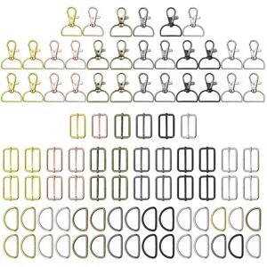 TLILY 90 Pc Swivel Clasps Snap Hooks and D Rings Keychain Clip Hook Lobster Claw Clasp for Making Sewing Project TLILY 90 Pc Swivel Clasps Snap Hooks and D Rings Keychain Clip Hook Lobster Claw Clasp for Making Sewing Project