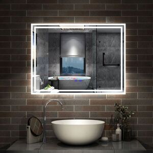 Acezanble - Bathroom led Mirror with Bluetooth Speaker, 3 Colors Lighting Modes, Color Changing, Demister Pad Anti-fog, Touch Switch Illuminated Acezanble - Bathroom led Mirror with Bluetooth Speaker, 3 Colors Lighting Modes, Color Changing, Demister Pad Anti-fog, Touch Switch Illuminated