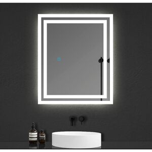 Acezanble - 600X500mm Illuminated Bathroom Mirrors with led Lights, Demister Pad, Touch Switch, 6000K Cool White Light, IP44 Acezanble - 600X500mm Illuminated Bathroom Mirrors with led Lights, Demister Pad, Touch Switch, 6000K Cool White Light, IP44