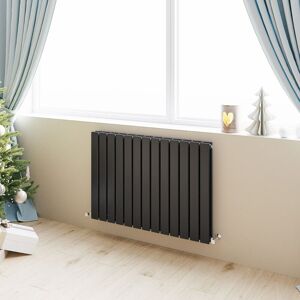 Acezanble - Horizontal Flat Panel Radiator Central Heating Rad 600x884mm Double Black Acezanble - Horizontal Flat Panel Radiator Central Heating Rad 600x884mm Double Black