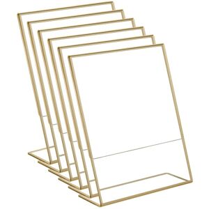 TLILY 20PCS Acrylic Gold Frame, Slanted Back Table Sign Holder for Wedding Card Restaurant Signs Photos TLILY 20PCS Acrylic Gold Frame, Slanted Back Table Sign Holder for Wedding Card Restaurant Signs Photos