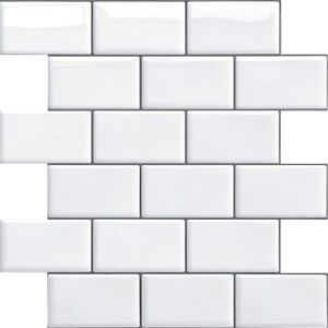 Memkey - Self Adhesive Backsplash for Kitchen and Bathroom, Self Adhesive Wall Tiles, White Self Adhesive Kitchen Backsplash, Waterproof Self Memkey - Self Adhesive Backsplash for Kitchen and Bathroom, Self Adhesive Wall Tiles, White Self Adhesive Kitchen Backsplash, Waterproof Self