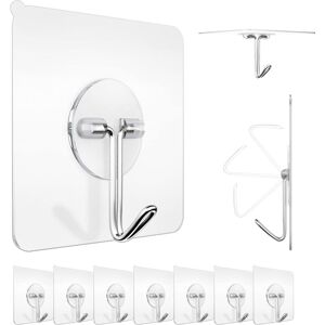 Linghhang - Adhesive Wall Hooks 10 Pcs, 6 x 6cm - Stainless Steel Wall Hook for Home, Kitchen, Bathroom - Maximum Load: 5 kg - Ideal for Linghhang - Adhesive Wall Hooks 10 Pcs, 6 x 6cm - Stainless Steel Wall Hook for Home, Kitchen, Bathroom - Maximum Load: 5 kg - Ideal for