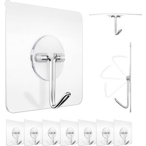 Adhesive Wall Hooks 10 Pcs, 6 x 6cm - Stainless Steel Wall Hook for Home, Kitchen, Bathroom - Maximum Load: 5 kg - Ideal for Towels, Bathrobes and Adhesive Wall Hooks 10 Pcs, 6 x 6cm - Stainless Steel Wall Hook for Home, Kitchen, Bathroom - Maximum Load: 5 kg - Ideal for Towels, Bathrobes and