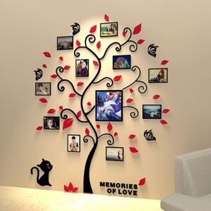 SERBIA Sticker Mural Arbre 3D Sticker Mural Amovible Acrylique 132 x 160 cm avec 11 Cadres, Feuilles Rouges SERBIA Sticker Mural Arbre 3D Sticker Mural Amovible Acrylique 132 x 160 cm avec 11 Cadres, Feuilles Rouges