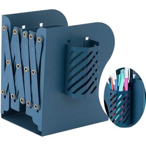 GROOFOO Adjustable Metal Bookends, Decorative Adjustable Metal Bookshelf Organizer with Pen Holder for Home, Office, School, Library, Blue GROOFOO Adjustable Metal Bookends, Decorative Adjustable Metal Bookshelf Organizer with Pen Holder for Home, Office, School, Library, Blue