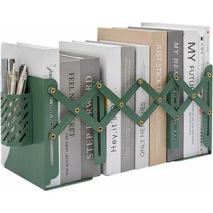 DEWDAT Adjustable Metal Bookends, Heavy Duty Bookends with Pen Holder, Telescopic Bookend for Kitchen, Office, School, Children's Library (Green) DEWDAT Adjustable Metal Bookends, Heavy Duty Bookends with Pen Holder, Telescopic Bookend for Kitchen, Office, School, Children's Library (Green)