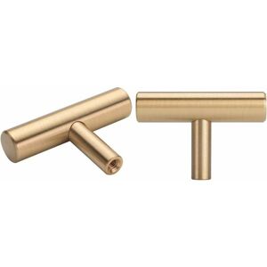 ERHOPE Brushed Brass Furniture Knobs, Gold Dresser Drawer Knobs, for Cabinets, Cupboards, Bathroom, Bath and Kitchen, Pack of 10 (t Shape) ERHOPE Brushed Brass Furniture Knobs, Gold Dresser Drawer Knobs, for Cabinets, Cupboards, Bathroom, Bath and Kitchen, Pack of 10 (t Shape)