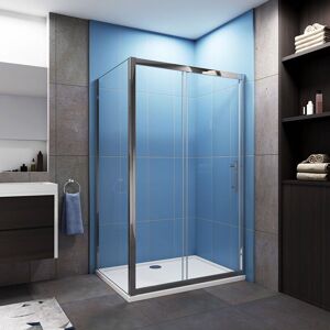 Aica Sanitaire - aica 1900mm Height Bathroom Sliding Shower 1000mm Door with 760mm side panel Aica Sanitaire - aica 1900mm Height Bathroom Sliding Shower 1000mm Door with 760mm side panel