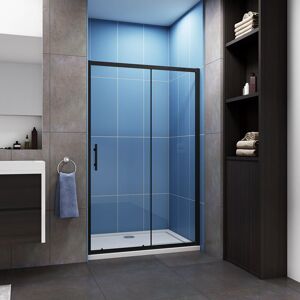 AICA SANITAIRE Aica Matt Black Frame 1400x1850mm Height Sliding Shower Door AICA SANITAIRE Aica Matt Black Frame 1400x1850mm Height Sliding Shower Door