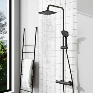 AICA SANITAIRE AICA Modern Square Matte Black Exposed Thermostatic Shower Mixer Bar AICA SANITAIRE AICA Modern Square Matte Black Exposed Thermostatic Shower Mixer Bar