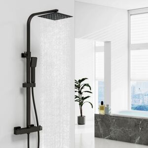 AICA SANITAIRE AICA Square Matte Black Exposed Thermostatic Mixer Shower Set With Shower Head AICA SANITAIRE AICA Square Matte Black Exposed Thermostatic Mixer Shower Set With Shower Head