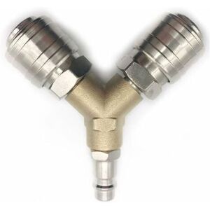 AIPERQ Air Hose Compressor, 2 Way Compressed Air Connector with 2 Fittings, 1/4 Threaded Hose Connector, Brass Compressed Air Distributor, Y-type Air AIPERQ Air Hose Compressor, 2 Way Compressed Air Connector with 2 Fittings, 1/4 Threaded Hose Connector, Brass Compressed Air Distributor, Y-type Air