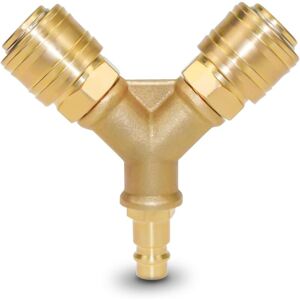 AIPERQ Air Hose Compressor, 3 Way Compressed Air Connector with 3 Fittings, 1/4 Threaded Hose Connector, Brass Compressed Air Distributor, Y-type Air AIPERQ Air Hose Compressor, 3 Way Compressed Air Connector with 3 Fittings, 1/4 Threaded Hose Connector, Brass Compressed Air Distributor, Y-type Air