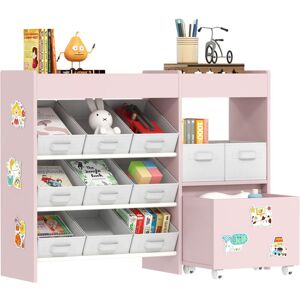 AIYAPLAY Kids Toy Storage Unit with 11 Fabric Bins, 3 Stickers, Pink AIYAPLAY Kids Toy Storage Unit with 11 Fabric Bins, 3 Stickers, Pink