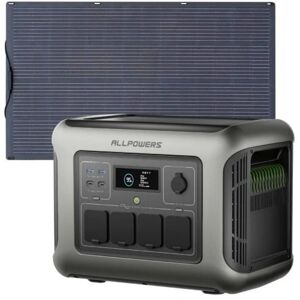 Allpowers - R1500 lite Portable Power Station with 100W Flexible Solar Panel, 1056Wh LiFePO4 Battery, 4X 1600W ac Outlets (3200W Max), 15ms ups, Fast Allpowers - R1500 lite Portable Power Station with 100W Flexible Solar Panel, 1056Wh LiFePO4 Battery, 4X 1600W ac Outlets (3200W Max), 15ms ups, Fast