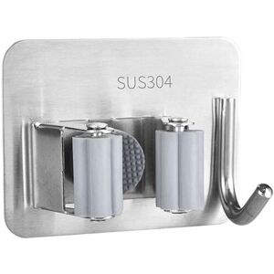 Alwaysh - 2 Pieces Broom Holder, Stainless Steel Wall Mounted Broom Holder, Adhesive Mop Holder with Hooks for Kitchen Bathroom Garden Alwaysh - 2 Pieces Broom Holder, Stainless Steel Wall Mounted Broom Holder, Adhesive Mop Holder with Hooks for Kitchen Bathroom Garden