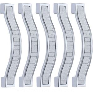 5PCS Alloy Rhinestone Crystal Drawer Pull Handles for Dresser Kitchen Cabinet Cupboard (Silver, 96MM-5PCS) - Alwaysh 5PCS Alloy Rhinestone Crystal Drawer Pull Handles for Dresser Kitchen Cabinet Cupboard (Silver, 96MM-5PCS) - Alwaysh