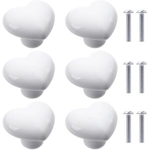 6Pcs Ceramic Cupboard Knobs Heart Shaped Ceramic Cupboard Drawer Knobs Handles for Library Kitchen Cabinets (White) - Alwaysh 6Pcs Ceramic Cupboard Knobs Heart Shaped Ceramic Cupboard Drawer Knobs Handles for Library Kitchen Cabinets (White) - Alwaysh