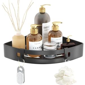 Alwaysh - Adhesive Bathroom Accessories Shelf with 2 Hooks for Anti-Rust Object Holders for Bathroom Wall (black) Alwaysh - Adhesive Bathroom Accessories Shelf with 2 Hooks for Anti-Rust Object Holders for Bathroom Wall (black)