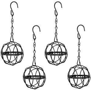 Bird Feeder, Set of 4 Bird Feeders - for Fat Balls - Bird Feeder with S-Shaped Hooks - Diameter: 7.5 cm, Outdoor Bird Feeder - Black - Alwaysh Bird Feeder, Set of 4 Bird Feeders - for Fat Balls - Bird Feeder with S-Shaped Hooks - Diameter: 7.5 cm, Outdoor Bird Feeder - Black - Alwaysh
