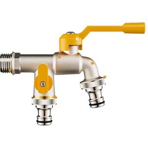 Alwaysh - Brass Double Garden Tap, 1/2' Double Outlet Washing Machine Tap, Faucet with 2 Connectors for Washing Machine Alwaysh - Brass Double Garden Tap, 1/2' Double Outlet Washing Machine Tap, Faucet with 2 Connectors for Washing Machine