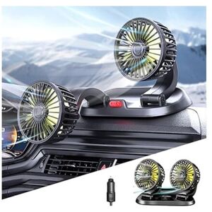 Alwaysh - Double Head Car Fan,12V Car Cooling Fan,2 Speeds 360°Rotatable Vehicle Fan,with Cigarette Lighter Socket,For SUV,RV,Vehicles Alwaysh - Double Head Car Fan,12V Car Cooling Fan,2 Speeds 360°Rotatable Vehicle Fan,with Cigarette Lighter Socket,For SUV,RV,Vehicles