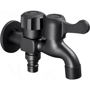 Alwaysh - Double Outlet Washing Machine Faucet, Brass Washing Machine Faucet, Black Outdoor Garden Faucet, Double Outlet Sink Faucet, Black Alwaysh - Double Outlet Washing Machine Faucet, Brass Washing Machine Faucet, Black Outdoor Garden Faucet, Double Outlet Sink Faucet, Black