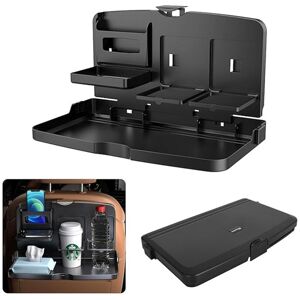 ALWAYSH Foldable Car Tray, Car Dining Table for Kids, Car Travel Trays with Cup Holder, Car Back Seat Organizer for Drinks, Meals, Water Glasses - Black ALWAYSH Foldable Car Tray, Car Dining Table for Kids, Car Travel Trays with Cup Holder, Car Back Seat Organizer for Drinks, Meals, Water Glasses - Black