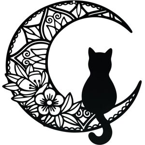 Alwaysh - 1 x Metal Wall Art Cat Moon Garden Decor for Home Indoor Outdoor Black Alwaysh - 1 x Metal Wall Art Cat Moon Garden Decor for Home Indoor Outdoor Black