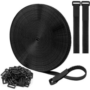 Alwaysh - 10m x 2cm Black Adjustable Reusable Cable Ties/Straps with 50 Loops and Hook Fastener Strap for Cable Management (Black) Alwaysh - 10m x 2cm Black Adjustable Reusable Cable Ties/Straps with 50 Loops and Hook Fastener Strap for Cable Management (Black)