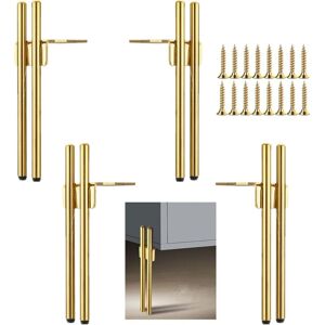 ALWAYSH 4 Gold Metal Furniture Legs, Modern Chic Elegant Replacement Sofa Leg, 18cm Coffee Table Leg, tv Cabinet, Bathroom Cabinet with Screws+Floor ALWAYSH 4 Gold Metal Furniture Legs, Modern Chic Elegant Replacement Sofa Leg, 18cm Coffee Table Leg, tv Cabinet, Bathroom Cabinet with Screws+Floor