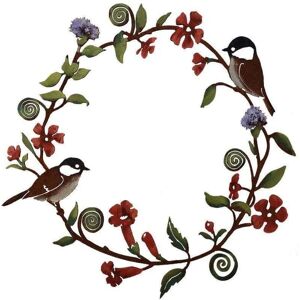 Alwaysh - Bird Wall Decor, 30CM, Metal Chickadee Flower Wreath, Metal Hanging Wall Art for Home, Garden and Outdoor Alwaysh - Bird Wall Decor, 30CM, Metal Chickadee Flower Wreath, Metal Hanging Wall Art for Home, Garden and Outdoor
