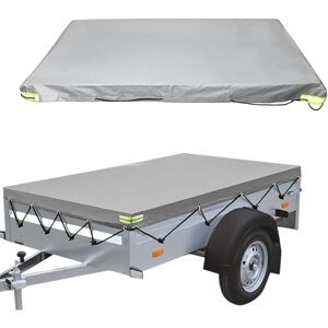 AlwaysH Flat trailer tarpaulin - 207 × 114 × 10cm - With rope - Waterproof - Windproof and tear-resistant - For many car trailers - Grey AlwaysH Flat trailer tarpaulin - 207 × 114 × 10cm - With rope - Waterproof - Windproof and tear-resistant - For many car trailers - Grey