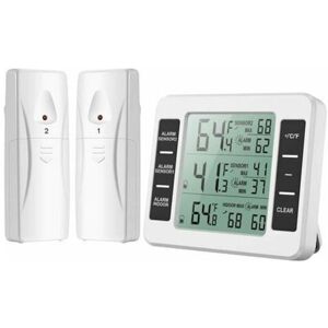 AHLSEN AlwaysH Fridge Thermometer, Refrigerator Thermometer with Freezer Alarm, Wireless Indoor Outdoor Thermometer with 2 Sensors, min/max and Temperature AHLSEN AlwaysH Fridge Thermometer, Refrigerator Thermometer with Freezer Alarm, Wireless Indoor Outdoor Thermometer with 2 Sensors, min/max and Temperature