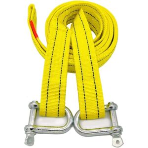 Heavy duty tow strap with two D-ring safety hooks for winch, 3 ton capacity and 4 m length - Alwaysh Heavy duty tow strap with two D-ring safety hooks for winch, 3 ton capacity and 4 m length - Alwaysh