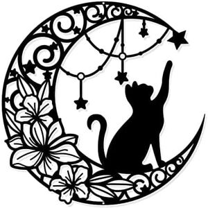 Alwaysh - Moon and Cat Metal Wall Decor, Black Wall Hanging Decor Silhouette Wall Art for Home Bedroom Living Room Bathroom Kitchen Office Garden Alwaysh - Moon and Cat Metal Wall Decor, Black Wall Hanging Decor Silhouette Wall Art for Home Bedroom Living Room Bathroom Kitchen Office Garden