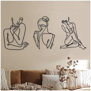 ALWAYSH Pcs Minimalist Wall Decor Abstract Metal Wall Art Modern Woman Line Wall Art Female Body Wall Sculptures Metal Line Art Hanging (Black, Modern) ALWAYSH Pcs Minimalist Wall Decor Abstract Metal Wall Art Modern Woman Line Wall Art Female Body Wall Sculptures Metal Line Art Hanging (Black, Modern)