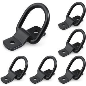 ALWAYSH Set of 6 Lashing Rings with Screws and Brackets - D-Shaped Lashing Hook - Load Bearing 400 Kg - Black Stainless Steel Lashing Ring - Fixing Ring for ALWAYSH Set of 6 Lashing Rings with Screws and Brackets - D-Shaped Lashing Hook - Load Bearing 400 Kg - Black Stainless Steel Lashing Ring - Fixing Ring for