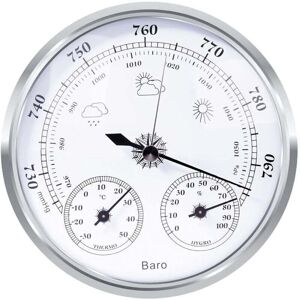 YMYNY analog weather station – Analog weather station for indoors and outdoors – consisting of barometer, thermometer and hygrometer (silver, 128 mm) YMYNY analog weather station – Analog weather station for indoors and outdoors – consisting of barometer, thermometer and hygrometer (silver, 128 mm)