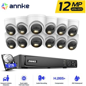 12MP Outdoor Video Surveillance Kit, 12 x 12MP PoE Outdoor Cameras with Audio, Person/Vehicle Detection 16-Channel nvr, Color Night Vision 2TB - Annke 12MP Outdoor Video Surveillance Kit, 12 x 12MP PoE Outdoor Cameras with Audio, Person/Vehicle Detection 16-Channel nvr, Color Night Vision 2TB - Annke
