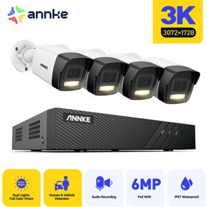 Annke - 3K 8 Channel 4 Cameras PoE Security System, Color & ir Night Vision, 30721728 Resolution, Human & Vehicle Detection, Built-in Microphone, Annke - 3K 8 Channel 4 Cameras PoE Security System, Color & ir Night Vision, 30721728 Resolution, Human & Vehicle Detection, Built-in Microphone,