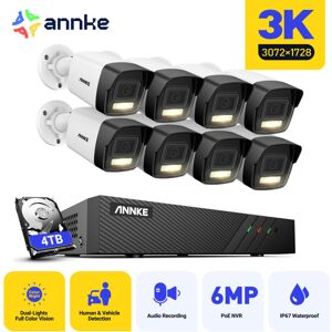 Annke - 3K 8 Channel 8 Cameras PoE Security System, Color & ir Night Vision, IP67 Human & Vehicle Detection, Built-in Microphone - 4TB hdd Annke - 3K 8 Channel 8 Cameras PoE Security System, Color & ir Night Vision, IP67 Human & Vehicle Detection, Built-in Microphone - 4TB hdd