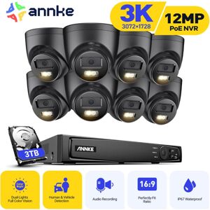 ANNKE 3K Wired Outdoor Security Camera, Video Surveillance Kit with 16CH nvr and 8X5MP PoE ip Cameras, Color Night Vision, Human/Vehicle Detection, 3TB hdd ANNKE 3K Wired Outdoor Security Camera, Video Surveillance Kit with 16CH nvr and 8X5MP PoE ip Cameras, Color Night Vision, Human/Vehicle Detection, 3TB hdd