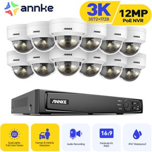 ANNKE 3K Wired Outdoor Video Surveillance Kit, 16CH NVR and 12X5MP PoE Camera, Smart Dual Light, Human/Vehicle Detection, Color Night Vision ANNKE 3K Wired Outdoor Video Surveillance Kit, 16CH NVR and 12X5MP PoE Camera, Smart Dual Light, Human/Vehicle Detection, Color Night Vision