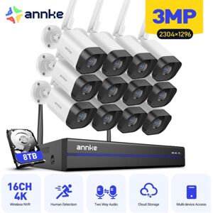 ANNKE 3MP Wireless Surveillance Kit, 16CH WiFi Surveillance Cameras, Smart Human Detection, Night Vision, 8TB Hard Drive ANNKE 3MP Wireless Surveillance Kit, 16CH WiFi Surveillance Cameras, Smart Human Detection, Night Vision, 8TB Hard Drive