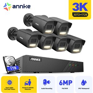 ANNKE 8 Channel 3K 6 Cameras PoE Security System,Built-in Microphone,30721728 Resolution, Human & Vehicle Detection, Color & IR Night Vision,IP67 ANNKE 8 Channel 3K 6 Cameras PoE Security System,Built-in Microphone,30721728 Resolution, Human & Vehicle Detection, Color & IR Night Vision,IP67